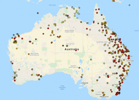Map of Australian bushfires