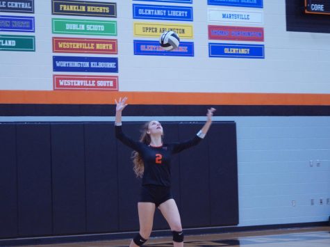 Girl serving volleyball