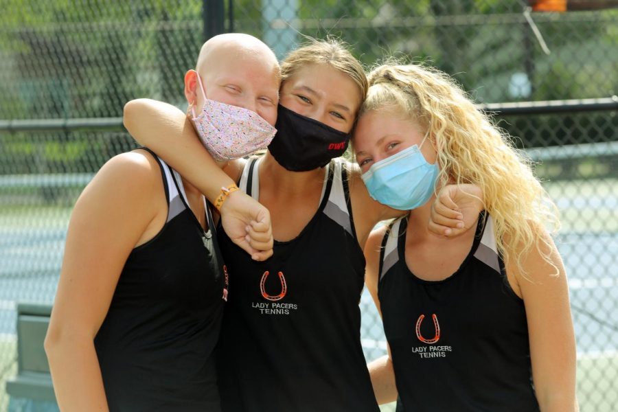 Tennis players with masks