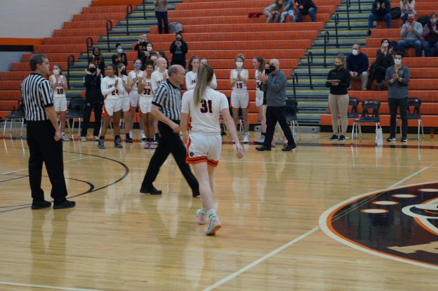 Lady Pacer celebrates with team.