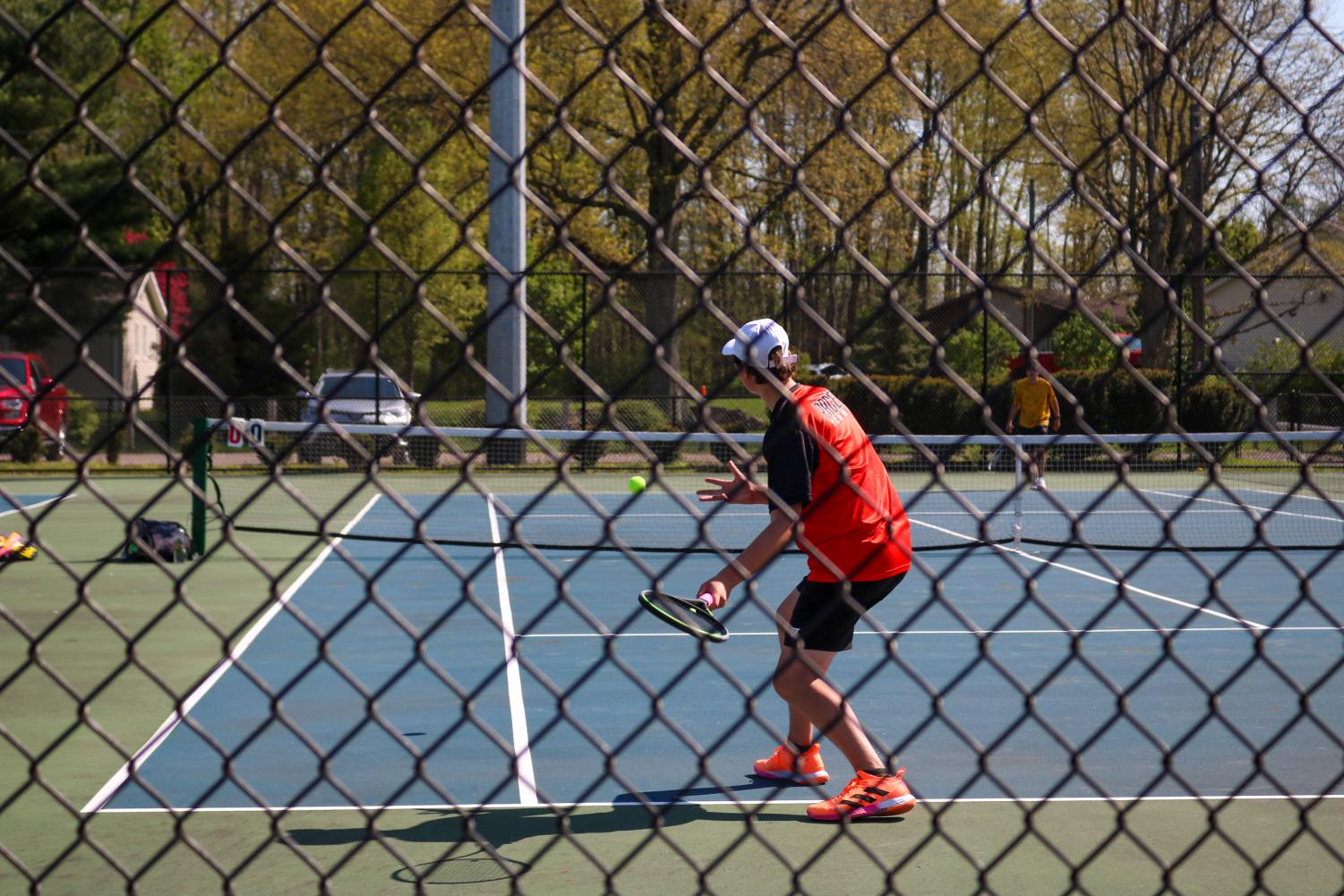 Gabe Fogel returns the ball.