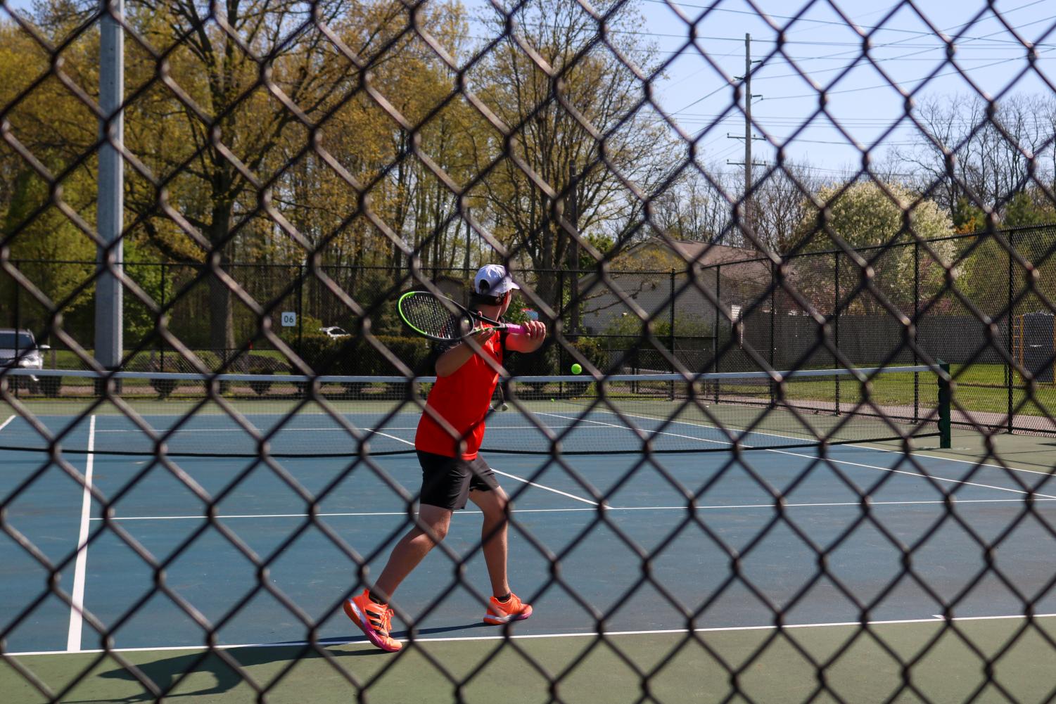 Gabe Fogel prepares for a hit.