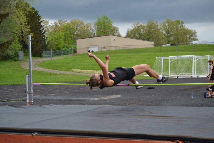 Senior Ally Gray clears the bar.