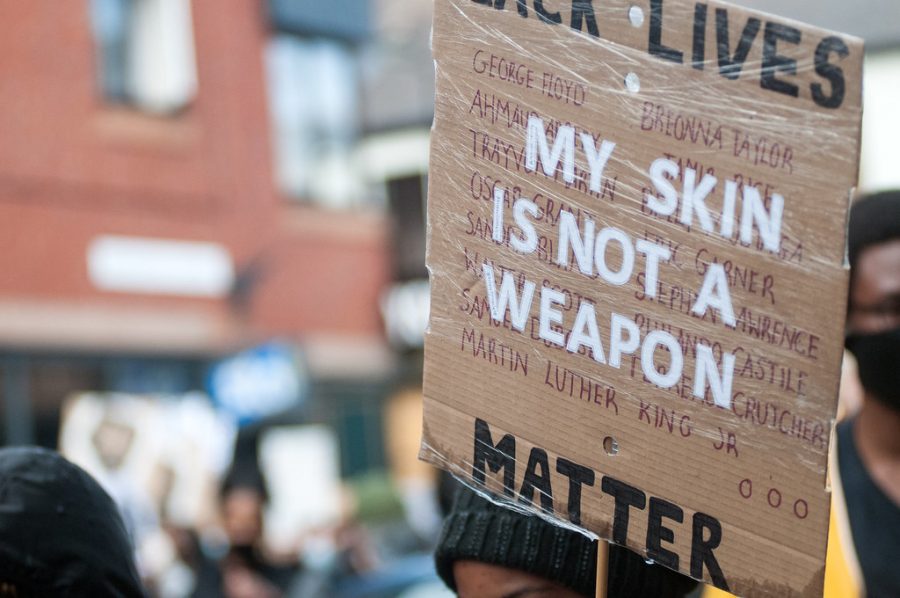 A Black Lives Matter protest in Sheffield, England during the summer of 2020.