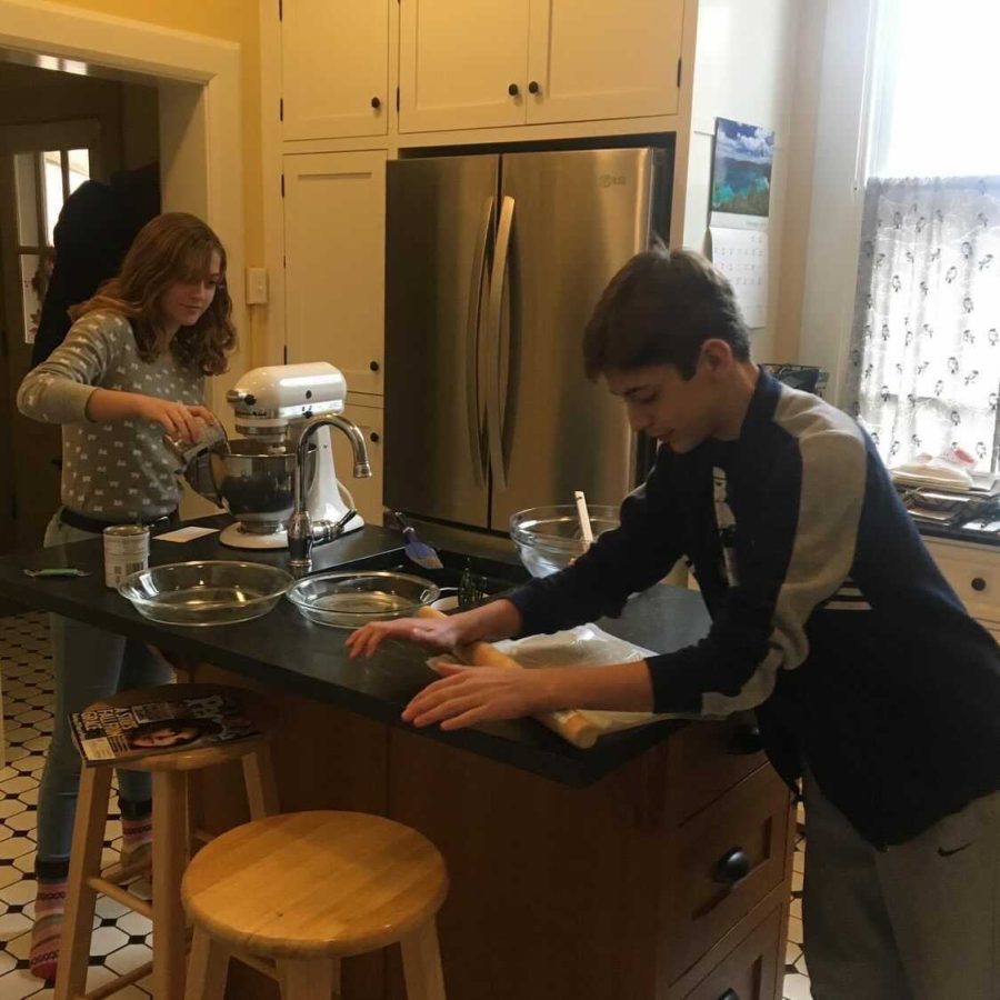 Senior+Katie+Hejmanowski+and+their+brother%2C+freshman+Nick+Hejmanowski+make+pies+at+their+great+grandma%E2%80%99s+house+on+pie+day.