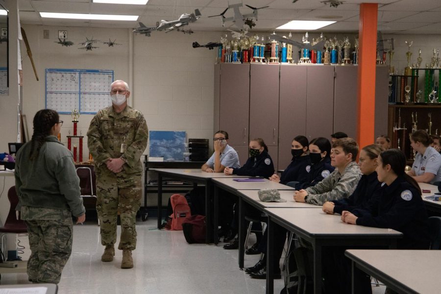 Senior Master Sergeant Manley teaches his first period AFJROTC class to students from throughout Delaware County.
