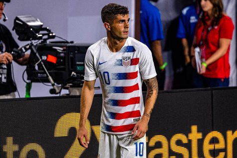 American attacker Christian Pulisic looks up the field during a previous USMNT game.