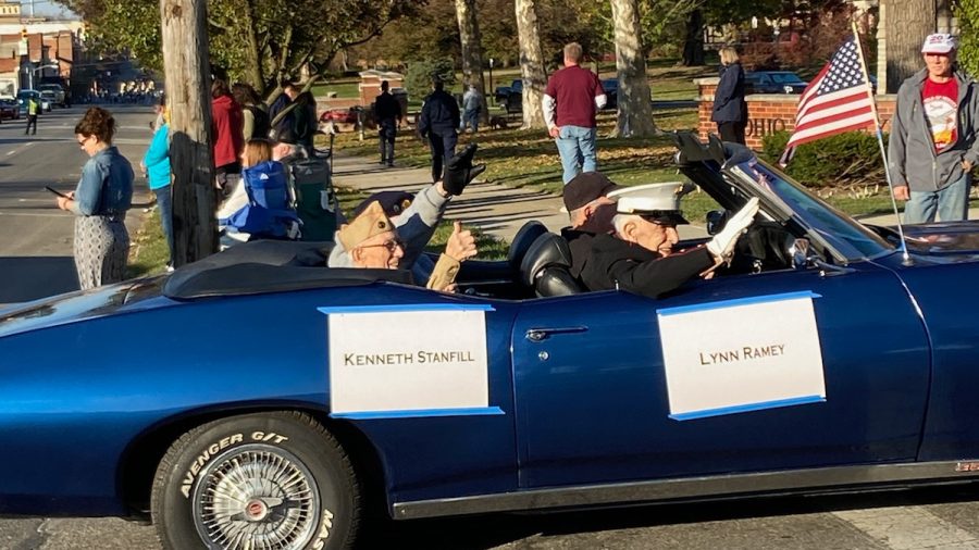 Veterans are pictured in the 2021 Veterans Day Parade in downtown Delaware.