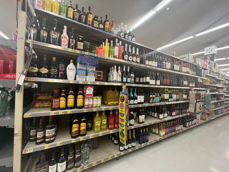 A variety of different alcohol choices at nearby Walmart. 