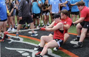 Members of Ridge house compete in the Tug of War competition during the 2023 House Games.