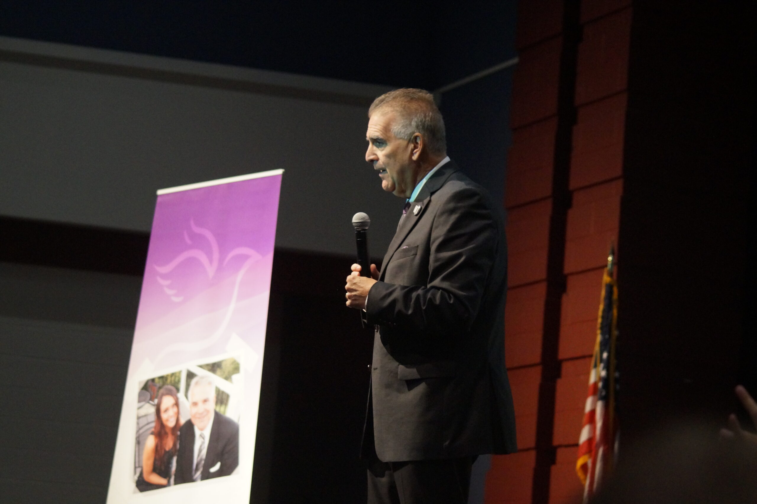 Dom Tiberi talks to Hayes High School students. Tiberi lost his daughter in a car wreck and started Marias Message to prevent distracted driving.