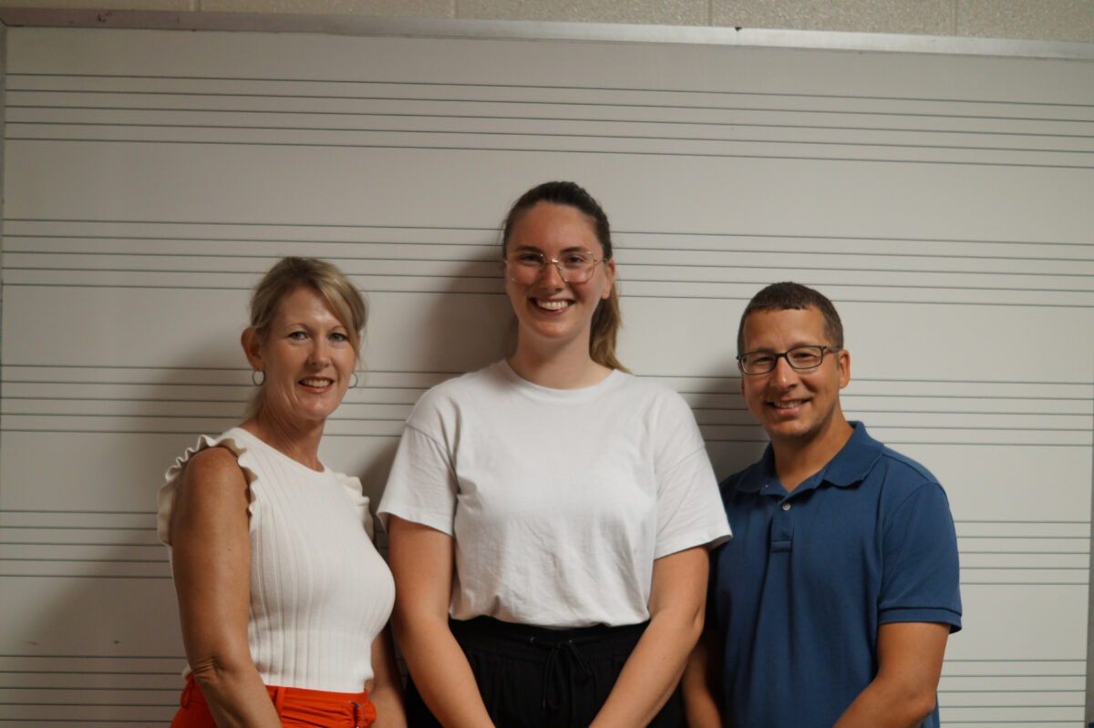 Hayes High School music directors, Dara Gillis (left), Allison Selley (middle) and Bill Fowles (right).