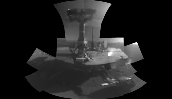 Oppy snaps a picture on Sol 5000 of its mission. The little rover soldiered on for another 352 sols.