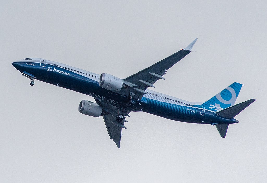 The first Boeing 737 Max 9 soars through the sky during its maiden flight. Recently, Boeing and its Max line of aircraft have come under increasing scrutiny as incidents keep occurring.