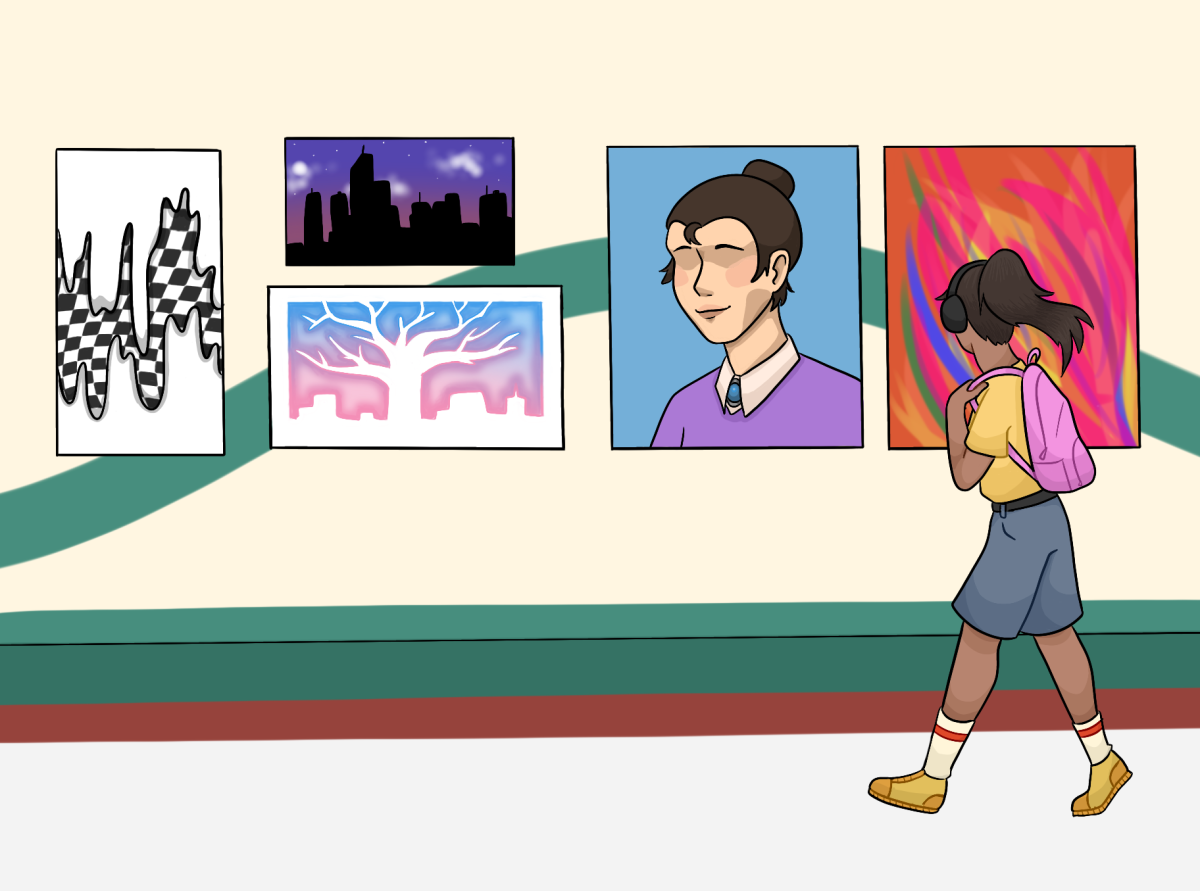 The school’s walls have a large amount of bare space that would benefit from student art.