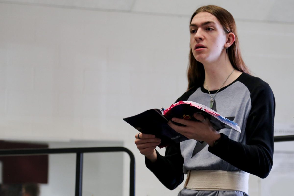 Senior Ash Cannon practices vocals for the upcoming musical performance, "Descendants."