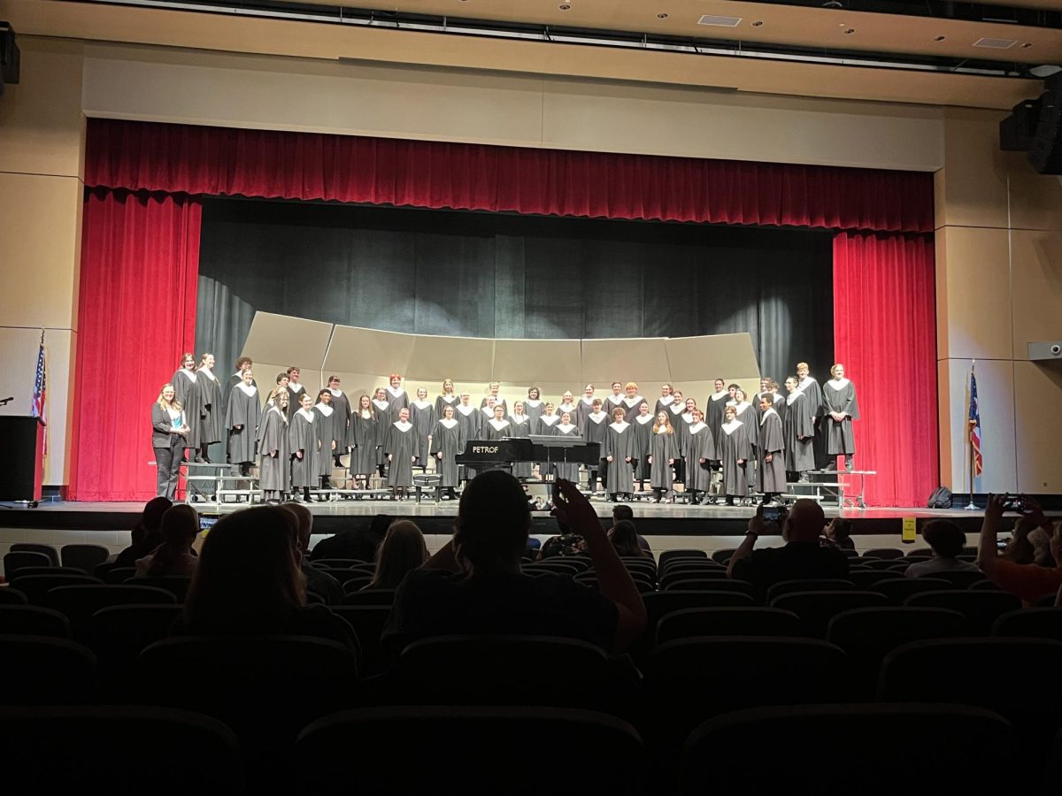Symphonic choir performs their three songs at the OMEA Large Group contest.