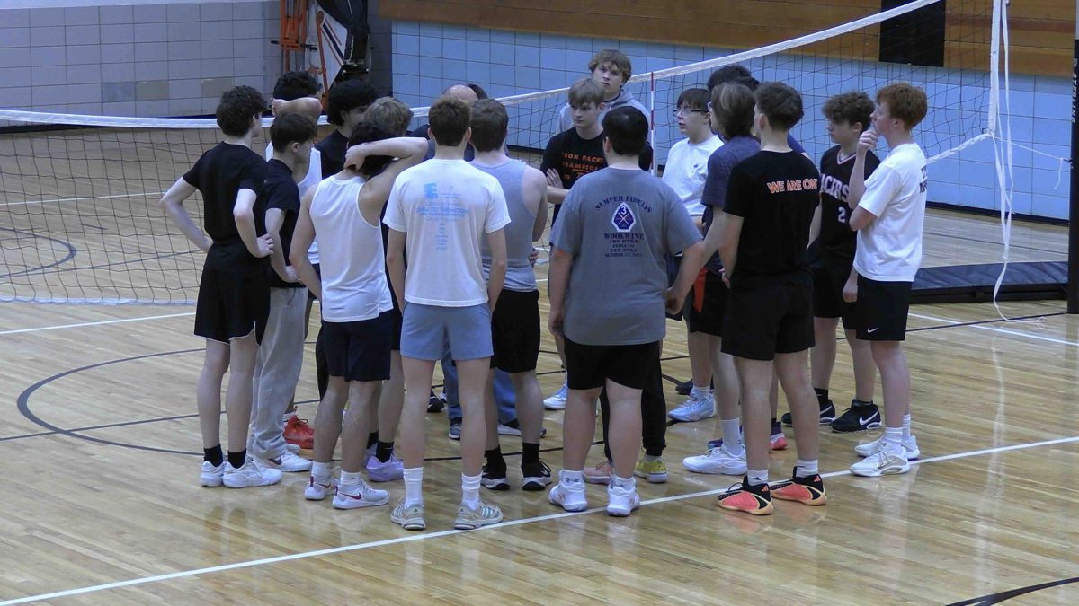 The boys' volleyball team works hard to finish the season strong