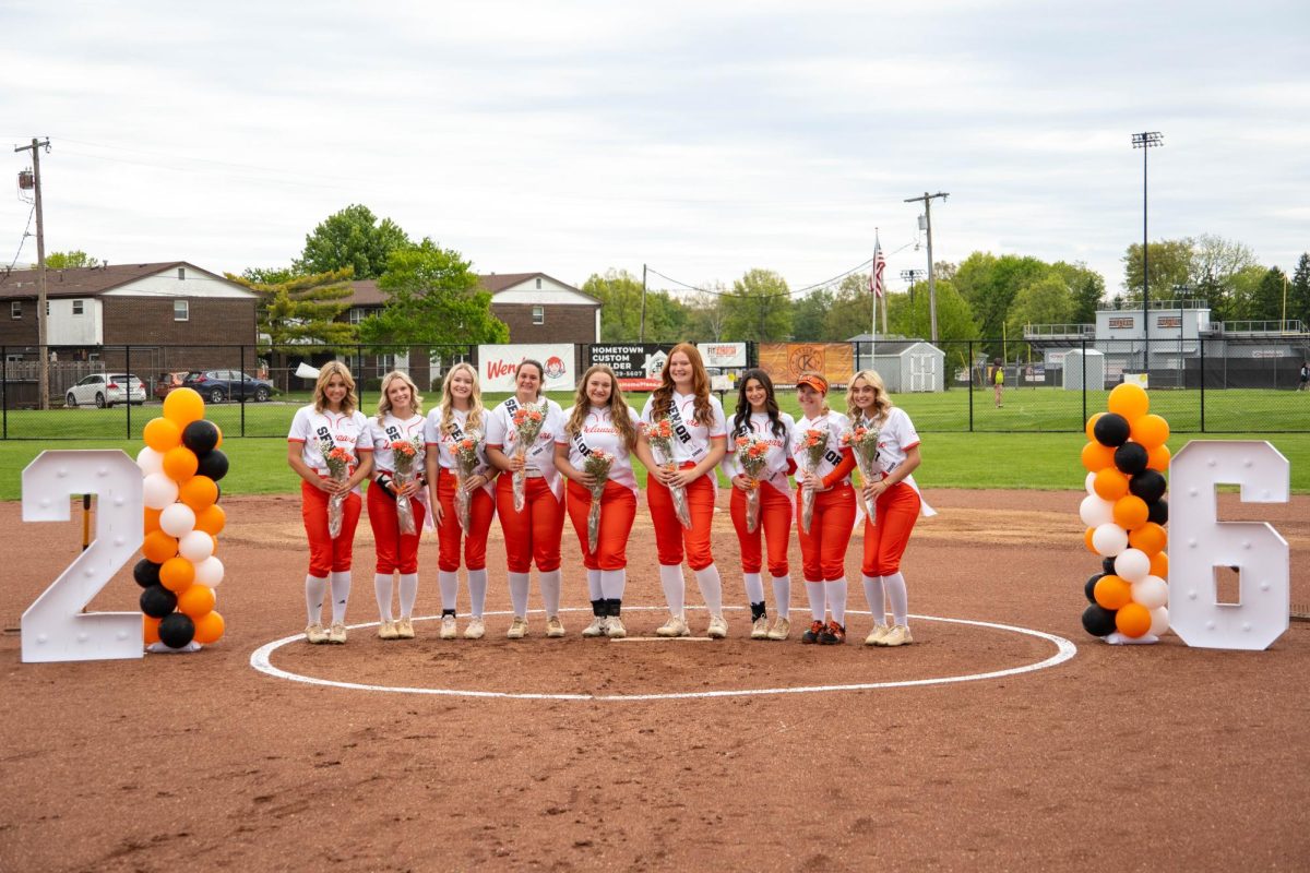 The seniors pose for a picture together on Senior Night.