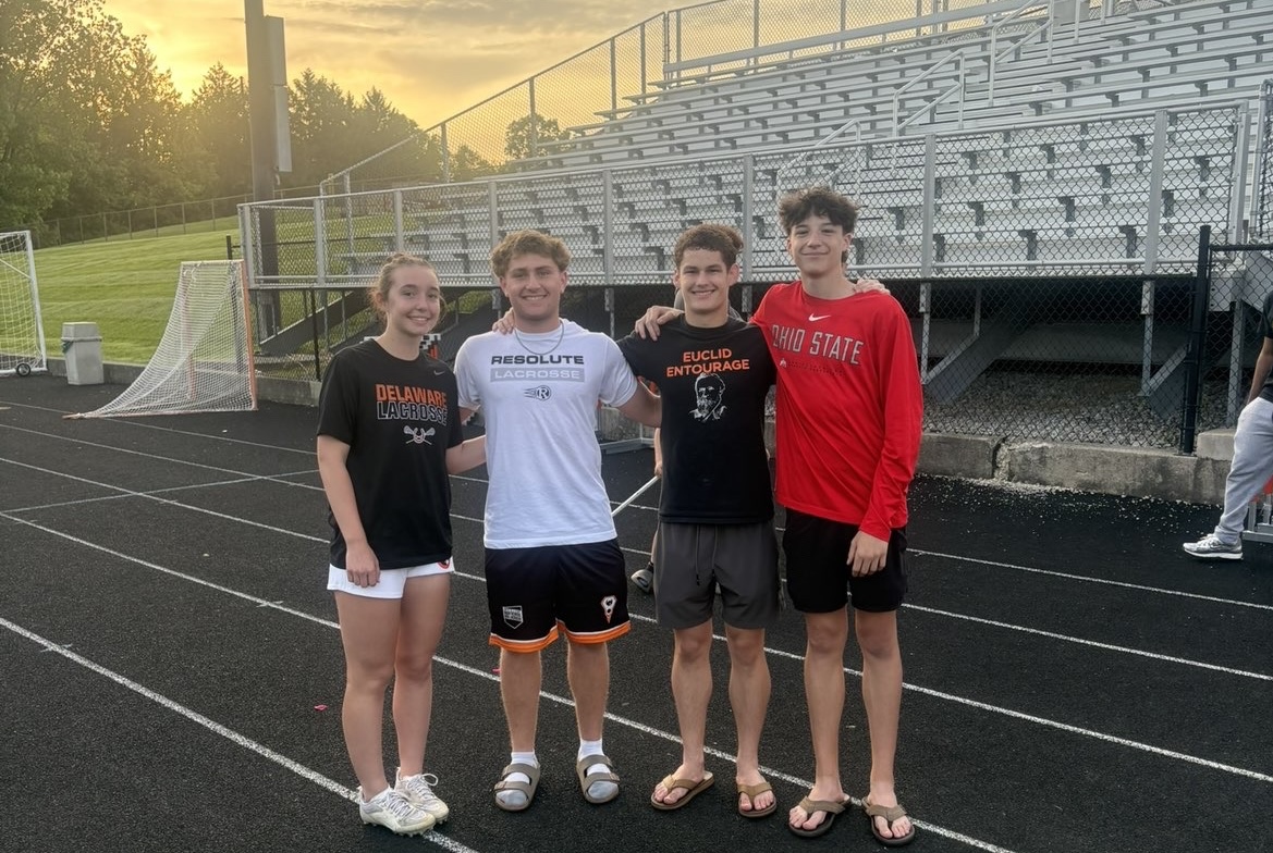 The new EE leaders Ella McMahon, Graham Hursey, Gavin Graham, and Cash Farahay pose for a picture.